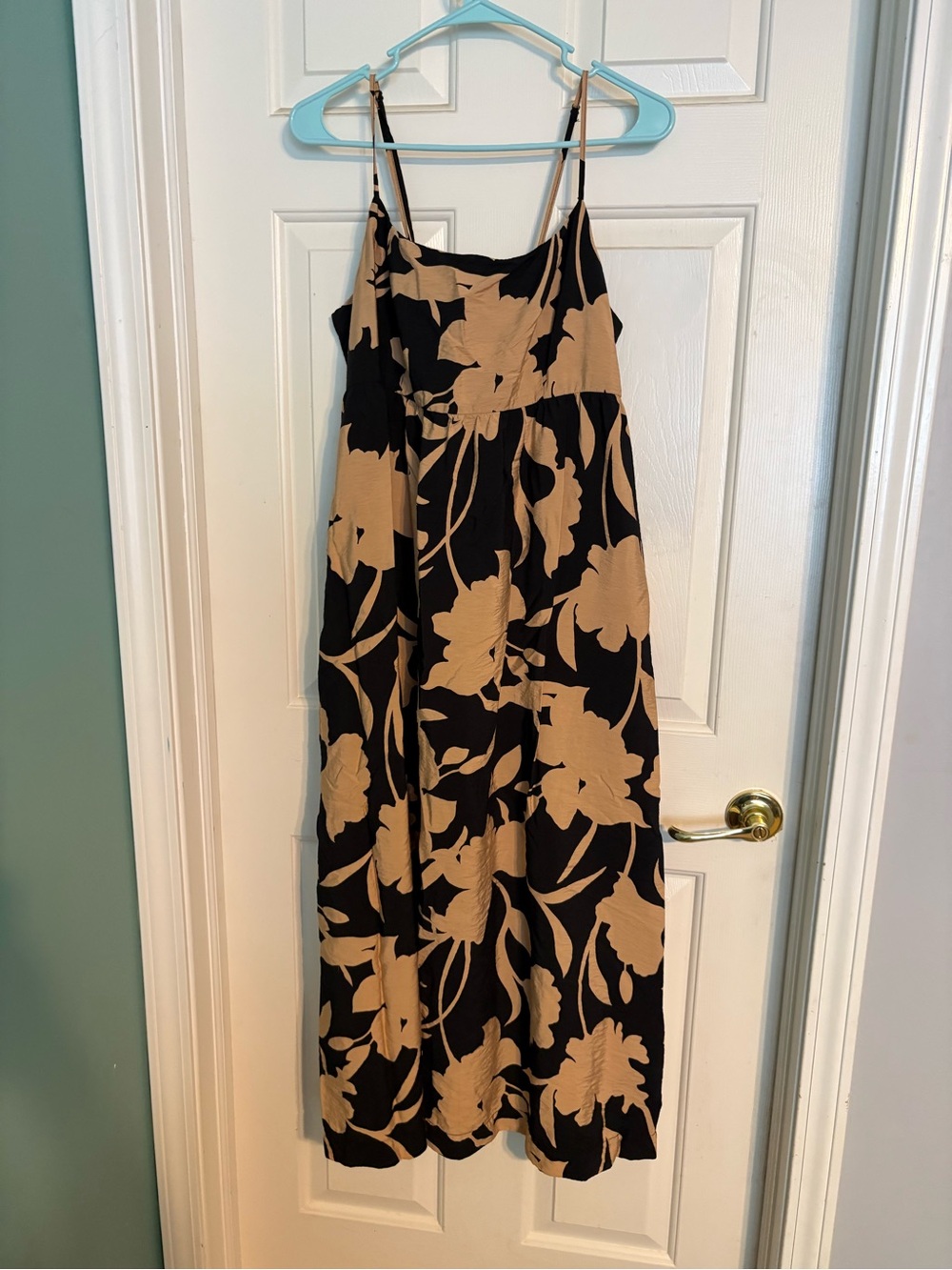 a new day Black and Tan Floral Maxi Dress with Spaghetti Straps